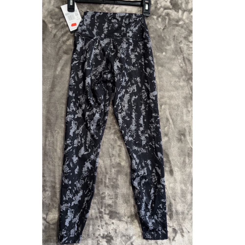 Nike One Dri-Fit Leggings Womens XS Black Abstract Print High Waisted Workout‎ - Picture 2 of 9
